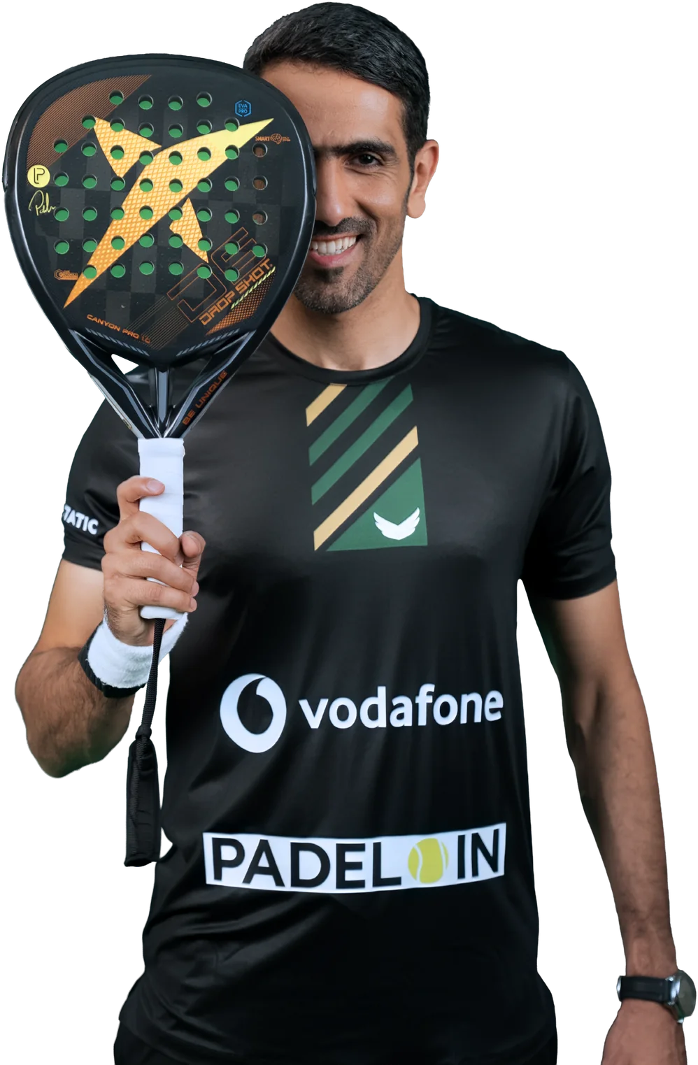 Mohammed holding his racket